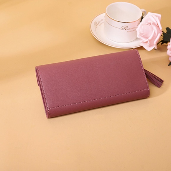 $10 ADD ON ITEM- Pink Clutch Wallet Leather Purse Tassel Charm Card Slot - Picture 9 of 10